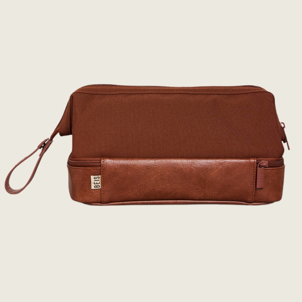 BEIS Dopp Kit MAPLE BROWN Cosmetic Bag Travel Makeup Organizer Toiletries Case